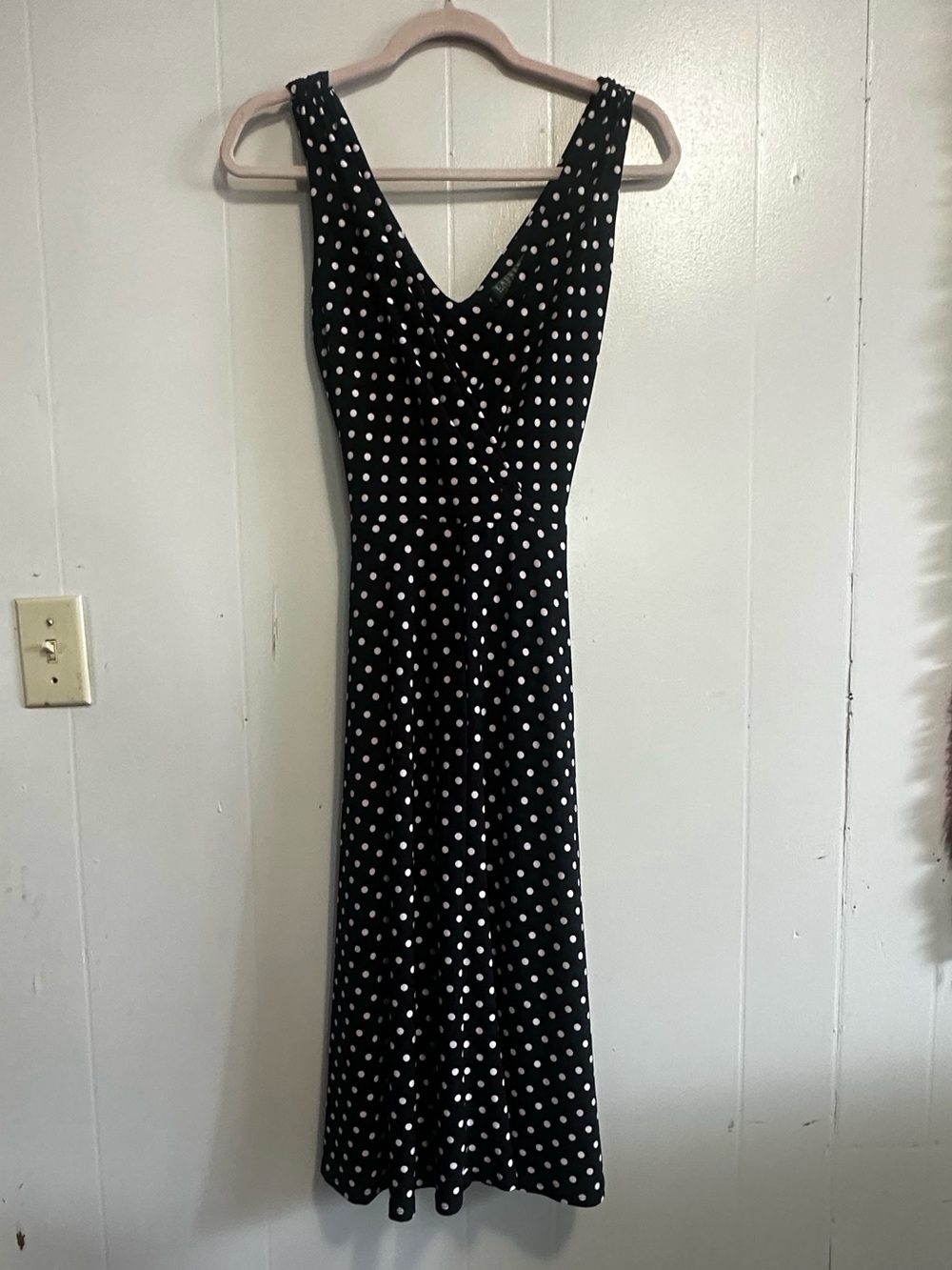 Ralph Lauren Black & White Polka Dot Midi Dress